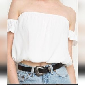 Brandy Melville White Off The Shoulder Crop Top One Size
